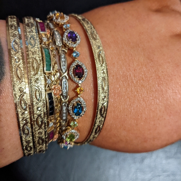 QVC Jewelry - Multi-Gemstone Peridot, London Blue, Amethyst Tennis Bracelet